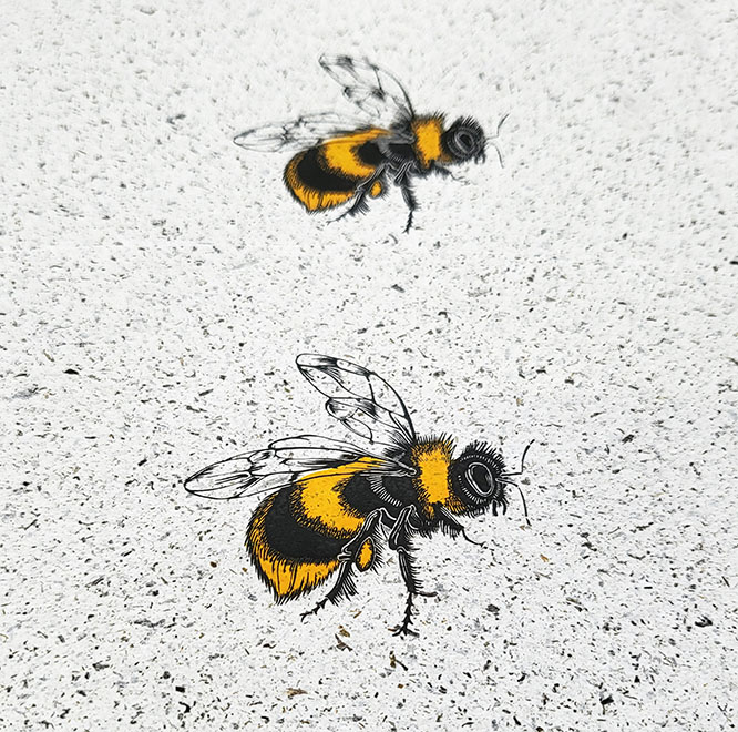 Bees printed on seaweed paper